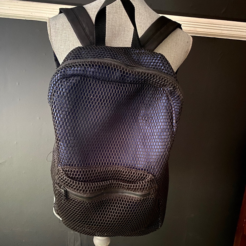 Bright Blue and Black Mesh Backpack